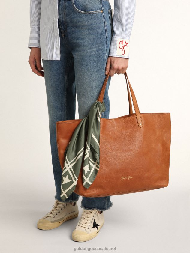 Moss-green-colored Collection scarf with contrasting white stars and stripes FN20N305 Women Golden Goose