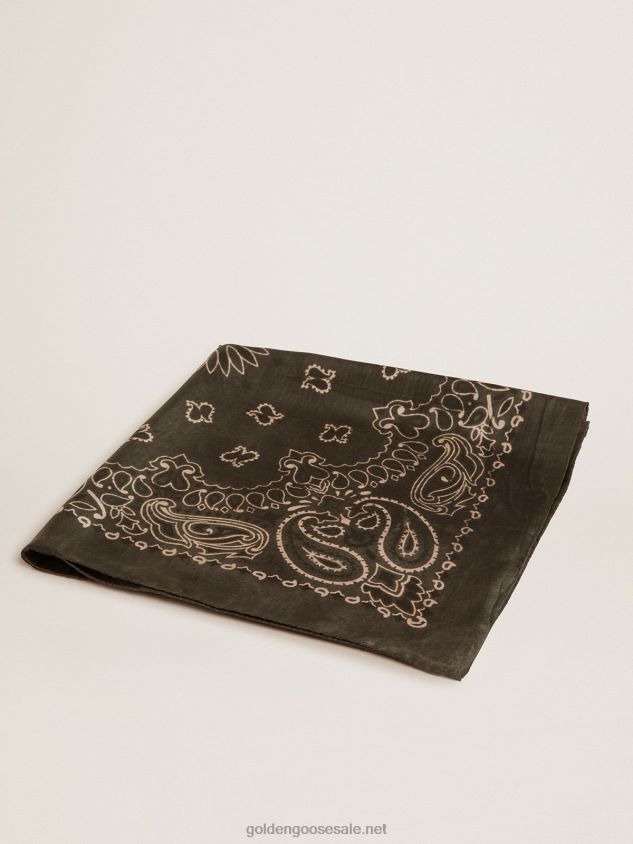 Moss-green-colored Collection scarf with paisley pattern FN20N314 Women Golden Goose