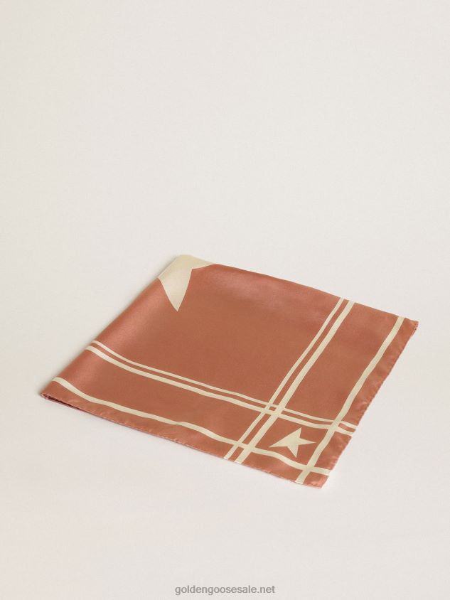 Old-rose-colored Collection scarf with contrasting white stars and stripes FN20N294 Women Golden Goose