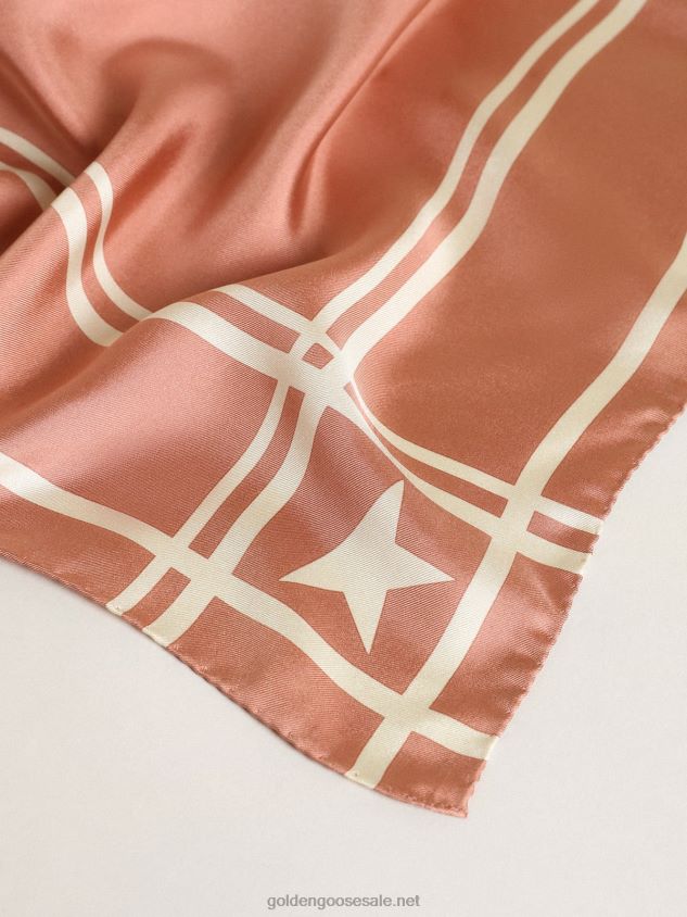 Old-rose-colored Collection scarf with contrasting white stars and stripes FN20N294 Women Golden Goose