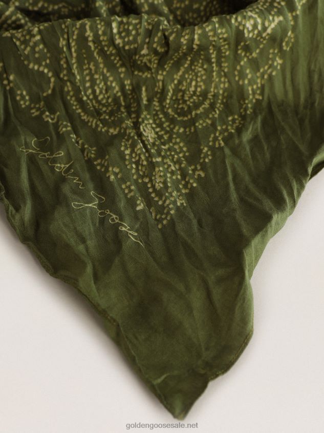 Pesto-colored scarf with dotted paisley pattern FN20N356 Women Golden Goose