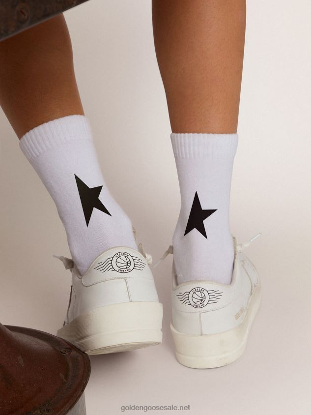 White Star Collection socks with contrasting black star FN20N315 Women Golden Goose