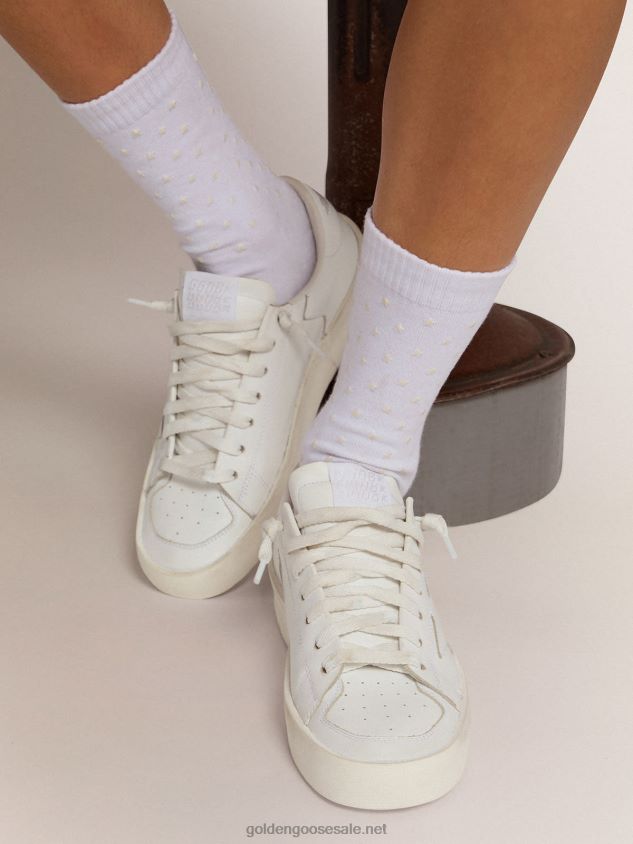 White socks with contrasting 3D stars and logo FN20N337 Women Golden Goose
