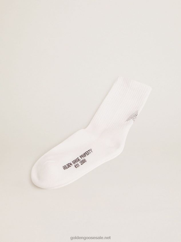 White socks with crystal star on the back FN20N349 Women Golden Goose