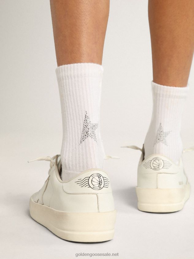 White socks with crystal star on the back FN20N349 Women Golden Goose