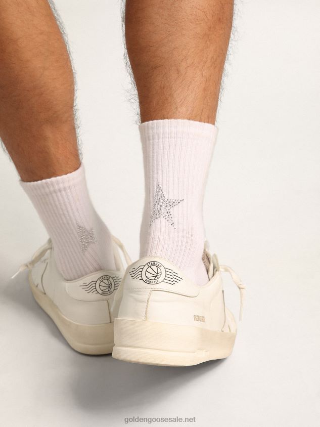 White socks with crystal star on the back FN20N349 Women Golden Goose