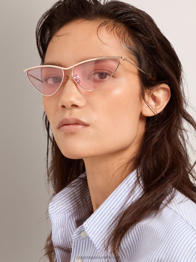 Cat eye-style Sunframe Scarlett with rose gold frame and pink lenses FN20N321 Women Golden Goose