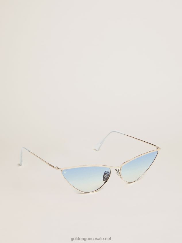 Cat eye-style Sunframe Scarlett with silver frame and blue lenses FN20N311 Women Golden Goose
