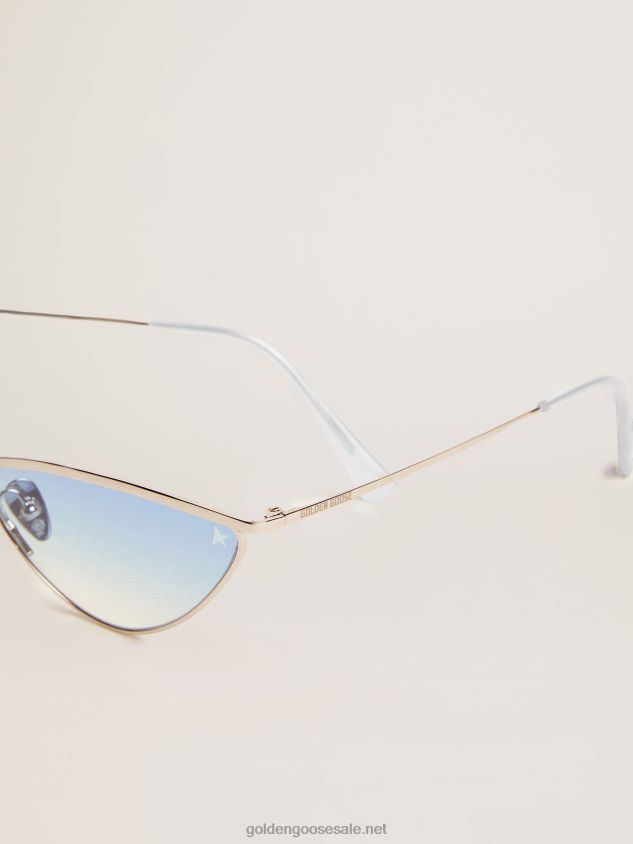 Cat eye-style Sunframe Scarlett with silver frame and blue lenses FN20N311 Women Golden Goose