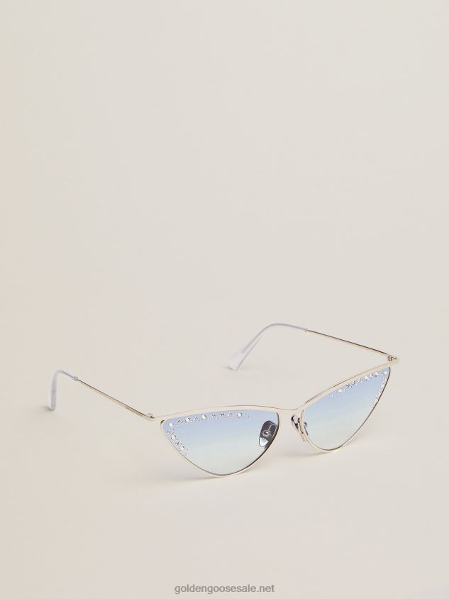 Cat eye-style Sunframe Scarlett with silver frame and crystals FN20N312 Women Golden Goose