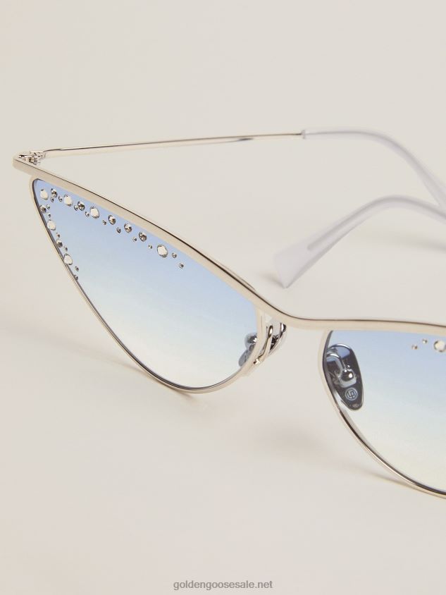 Cat eye-style Sunframe Scarlett with silver frame and crystals FN20N312 Women Golden Goose