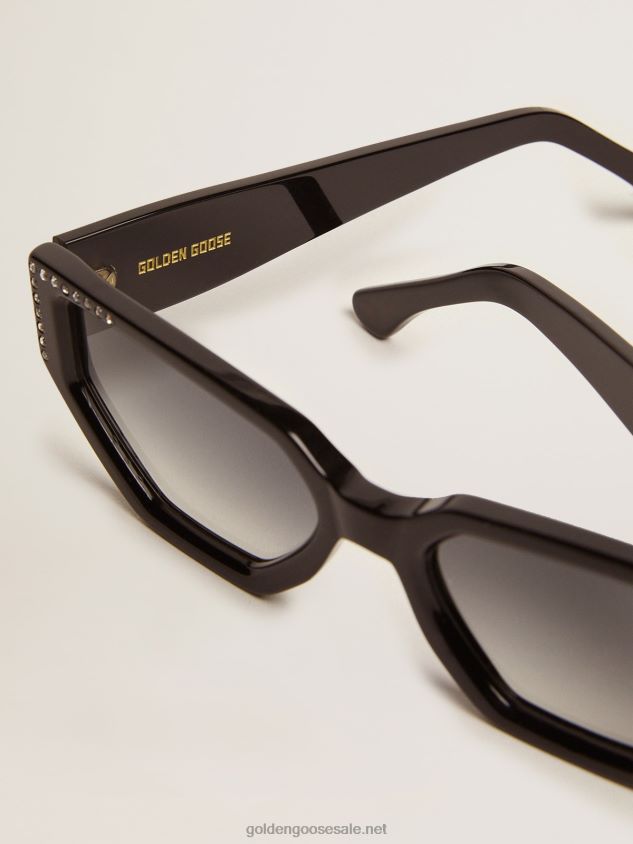 Rectangular-style Sunframe Jackie with black frame and tiny crystals FN20N333 Women Golden Goose