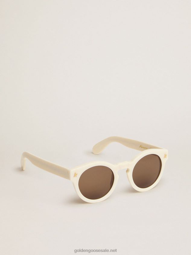 Sunframe Cameron Panthos style with white frame and gold details FN20N350 Women Golden Goose