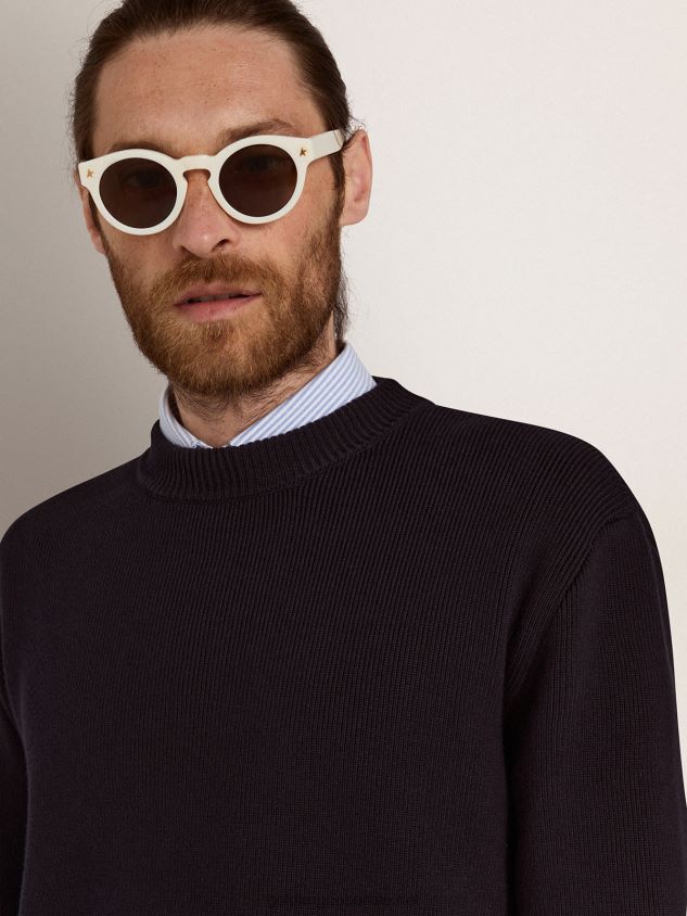 Sunframe Cameron Panthos style with white frame and gold details FN20N350 Women Golden Goose
