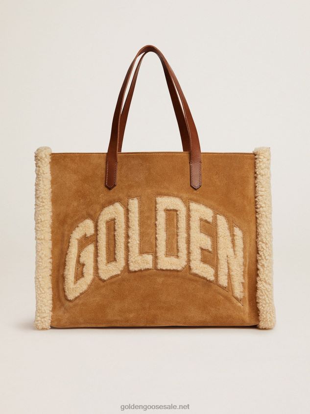 East-West California Bag in suede leather with shearling FN20N493 Women Golden Goose