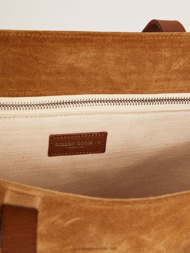 East-West California Bag in suede leather with shearling FN20N493 Women Golden Goose