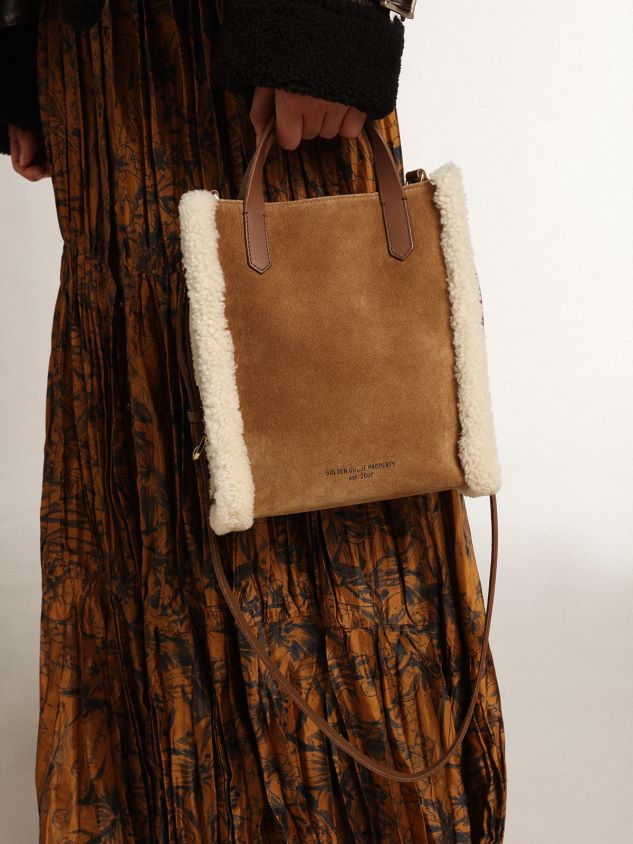 Mini California Bag in suede leather with shearling trim FN20N457 Women Golden Goose