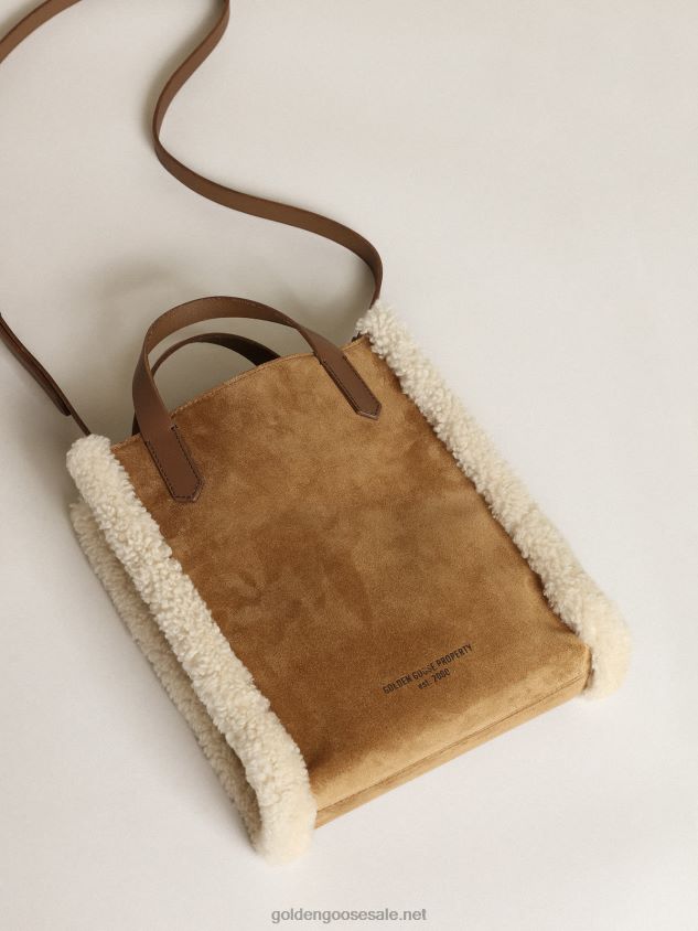 Mini California Bag in suede leather with shearling trim FN20N457 Women Golden Goose
