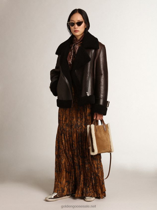 Mini California Bag in suede leather with shearling trim FN20N457 Women Golden Goose