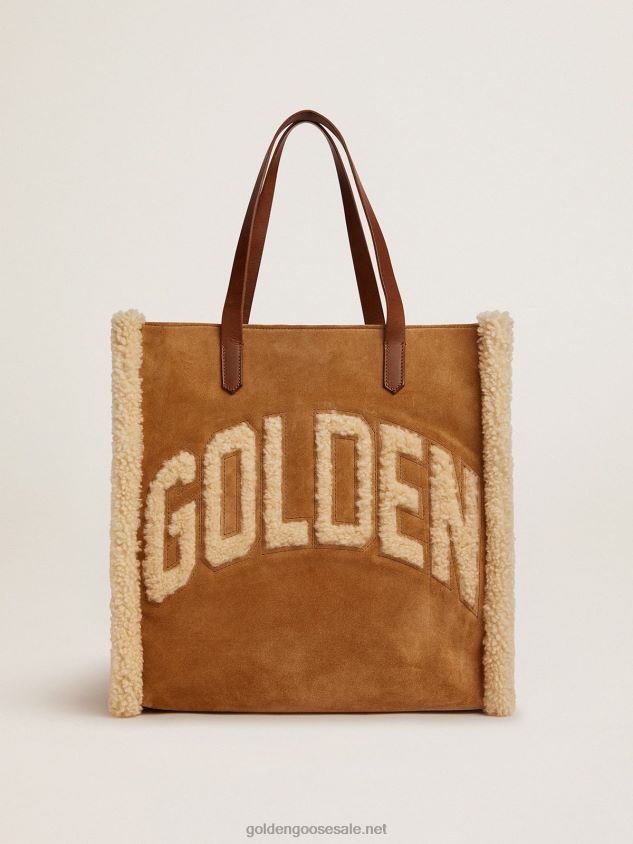 North-South California Bag in suede leather with shearling FN20N478 Women Golden Goose