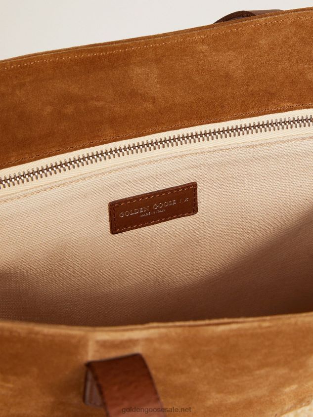 North-South California Bag in suede leather with shearling FN20N478 Women Golden Goose