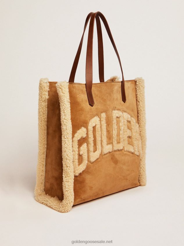 North-South California Bag in suede leather with shearling FN20N478 Women Golden Goose