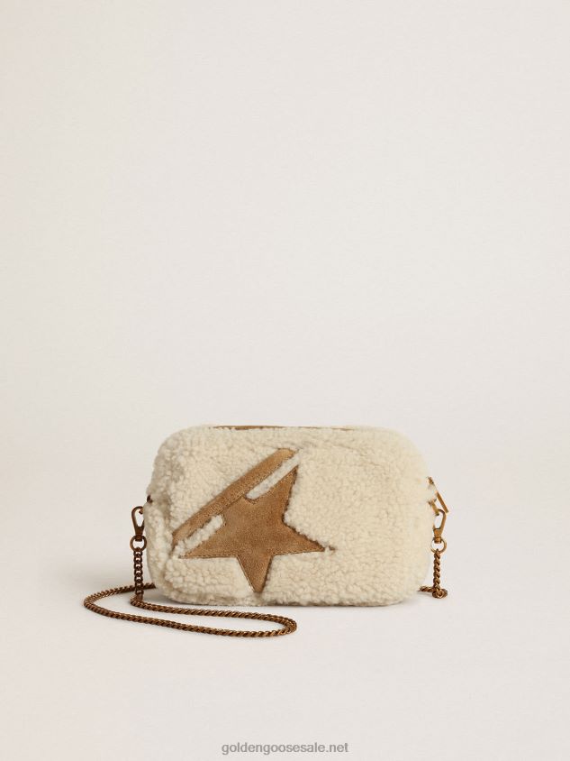 Mini Star Bag in beige shearling with suede star FN20N455 Women Golden Goose