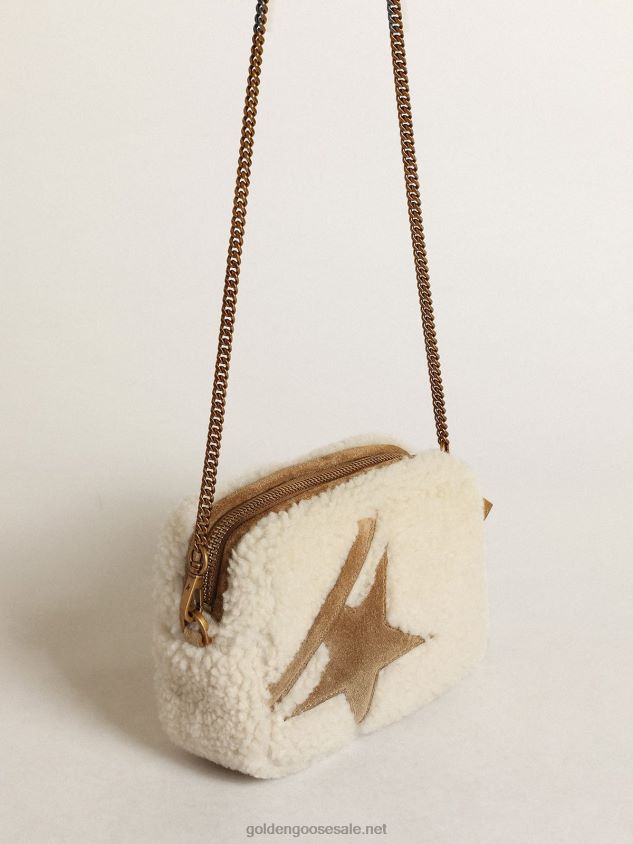 Mini Star Bag in beige shearling with suede star FN20N455 Women Golden Goose