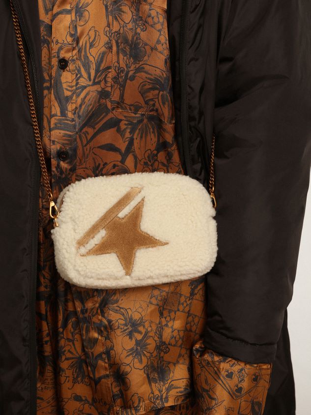 Mini Star Bag in beige shearling with suede star FN20N455 Women Golden Goose