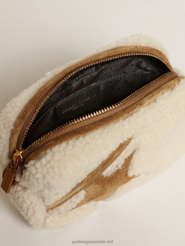 Mini Star Bag in beige shearling with suede star FN20N455 Women Golden Goose