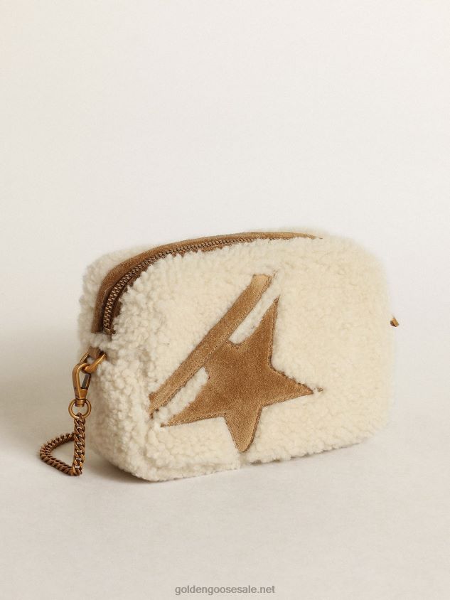 Mini Star Bag in beige shearling with suede star FN20N455 Women Golden Goose