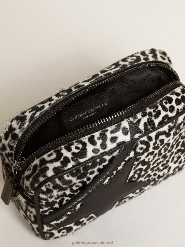 Mini Star Bag in black and white leopard-print pony skin with black leather star FN20N459 Women Golden Goose