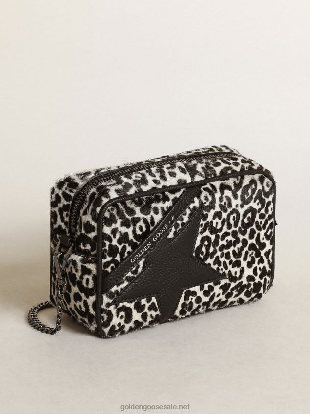 Mini Star Bag in black and white leopard-print pony skin with black leather star FN20N459 Women Golden Goose