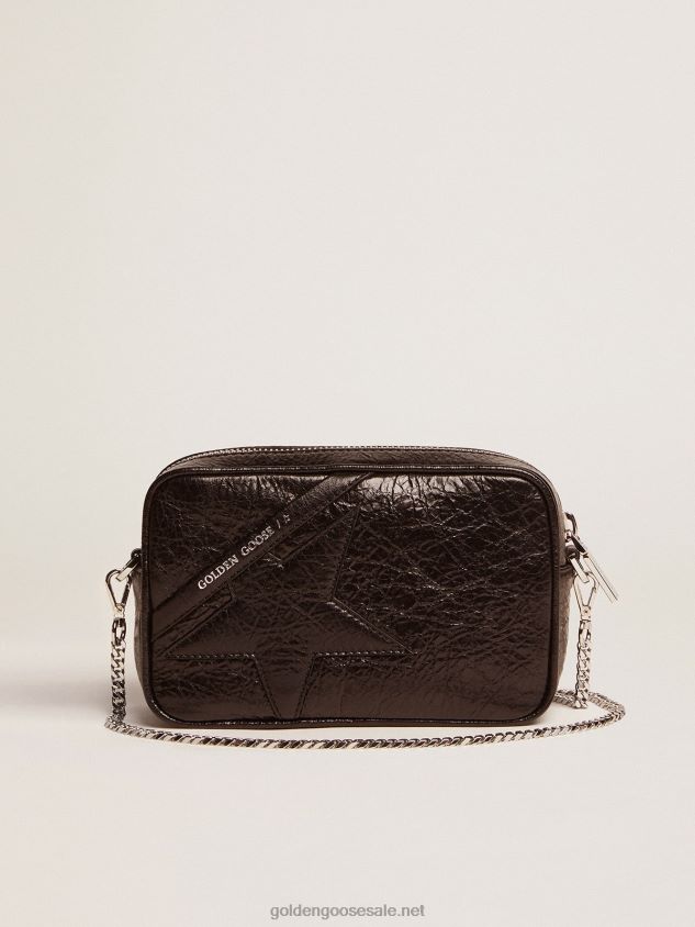 Mini Star Bag in glossy black leather with tone-on-tone star FN20N482 Women Golden Goose