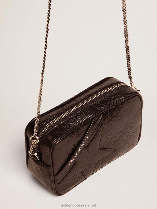 Mini Star Bag in glossy black leather with tone-on-tone star FN20N482 Women Golden Goose
