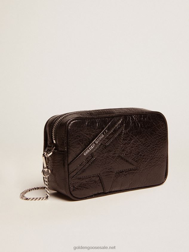 Mini Star Bag in glossy black leather with tone-on-tone star FN20N482 Women Golden Goose