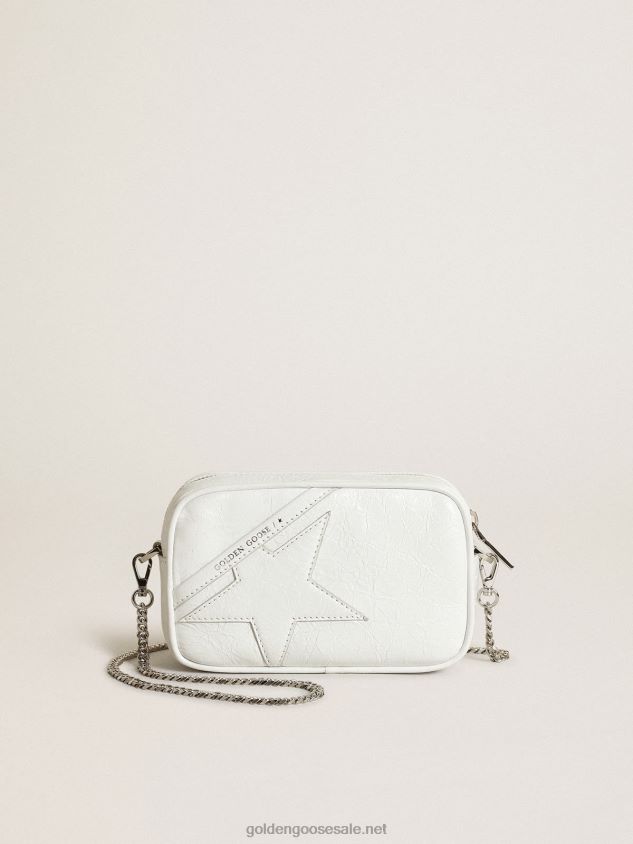 Mini Star Bag in glossy white leather with tone-on-tone star FN20N445 Women Golden Goose