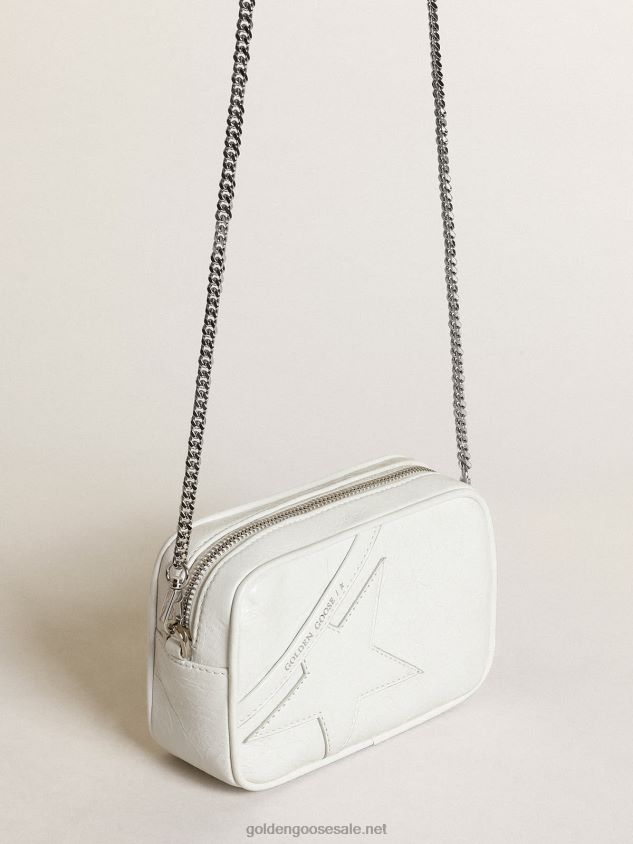 Mini Star Bag in glossy white leather with tone-on-tone star FN20N445 Women Golden Goose