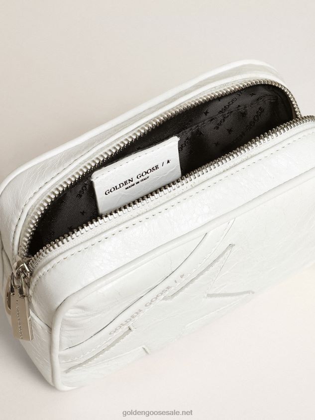 Mini Star Bag in glossy white leather with tone-on-tone star FN20N445 Women Golden Goose