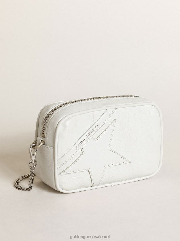 Mini Star Bag in glossy white leather with tone-on-tone star FN20N445 Women Golden Goose