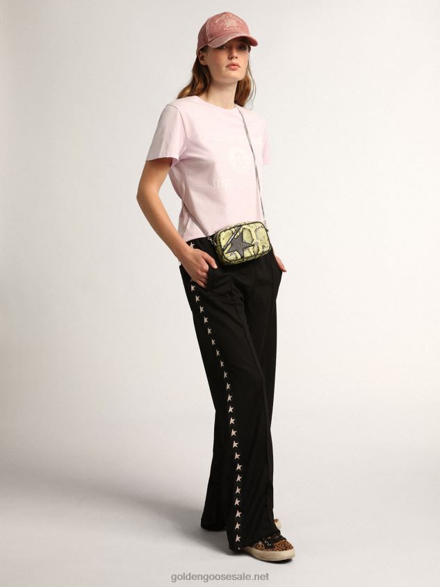 Mini Star Bag in lime-colored snake-print leather with black leather star FN20N473 Women Golden Goose