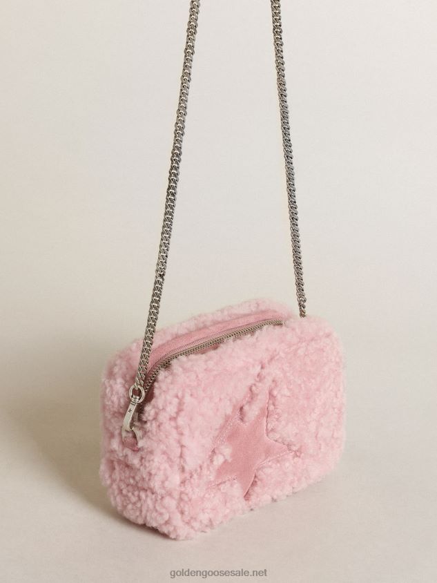 Mini Star Bag in pink shearling with suede star FN20N447 Women Golden Goose
