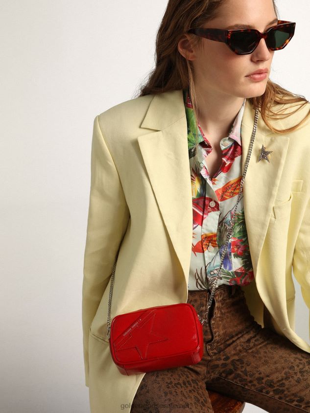 Mini Star Bag in red patent leather with tone-on-tone star FN20N470 Women Golden Goose