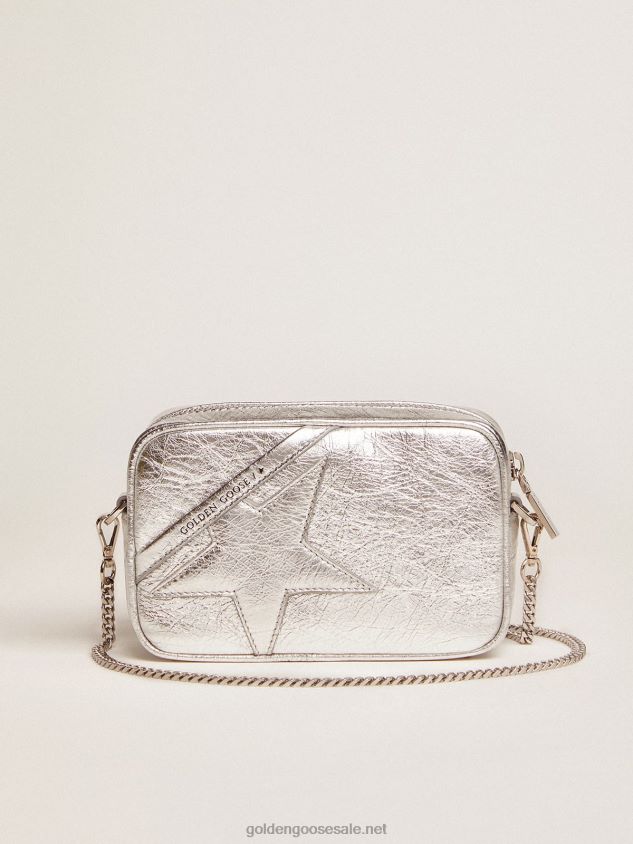 Mini Star Bag in silver laminated leather with tone-on-tone star FN20N481 Women Golden Goose