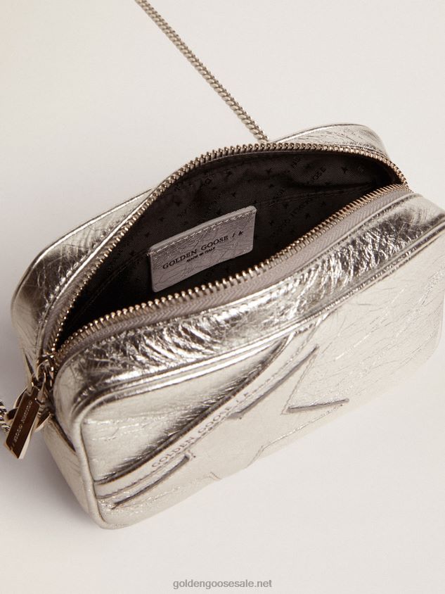Mini Star Bag in silver laminated leather with tone-on-tone star FN20N481 Women Golden Goose