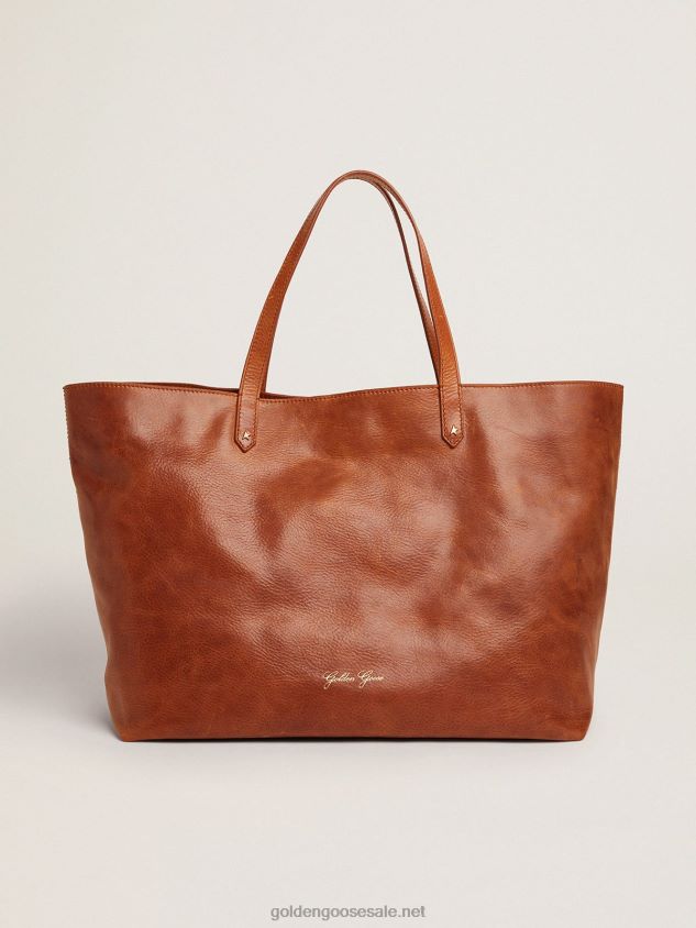Tan-colored Pasadena Bag with gold logo on the front FN20N467 Women Golden Goose