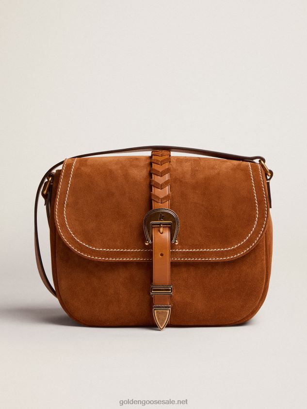 Medium Rodeo Bag in rum-colored suede FN20N469 Women Golden Goose