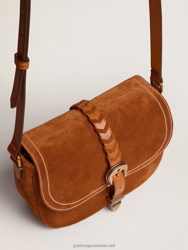 Medium Rodeo Bag in rum-colored suede FN20N469 Women Golden Goose