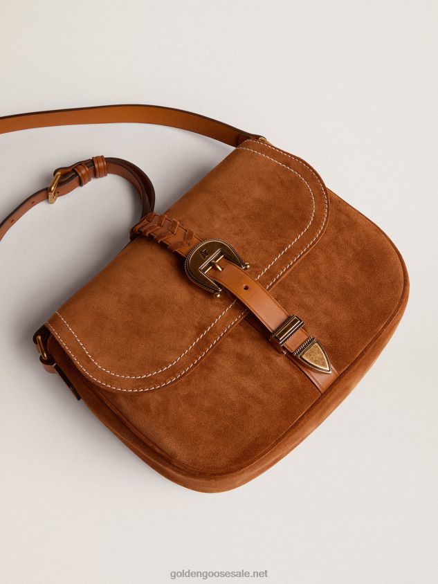 Medium Rodeo Bag in rum-colored suede FN20N469 Women Golden Goose