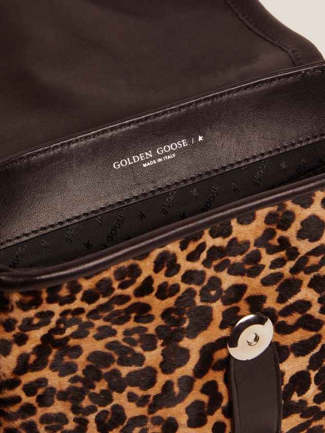 Small Rodeo Bag in black leather and leopard-print pony skin FN20N475 Women Golden Goose